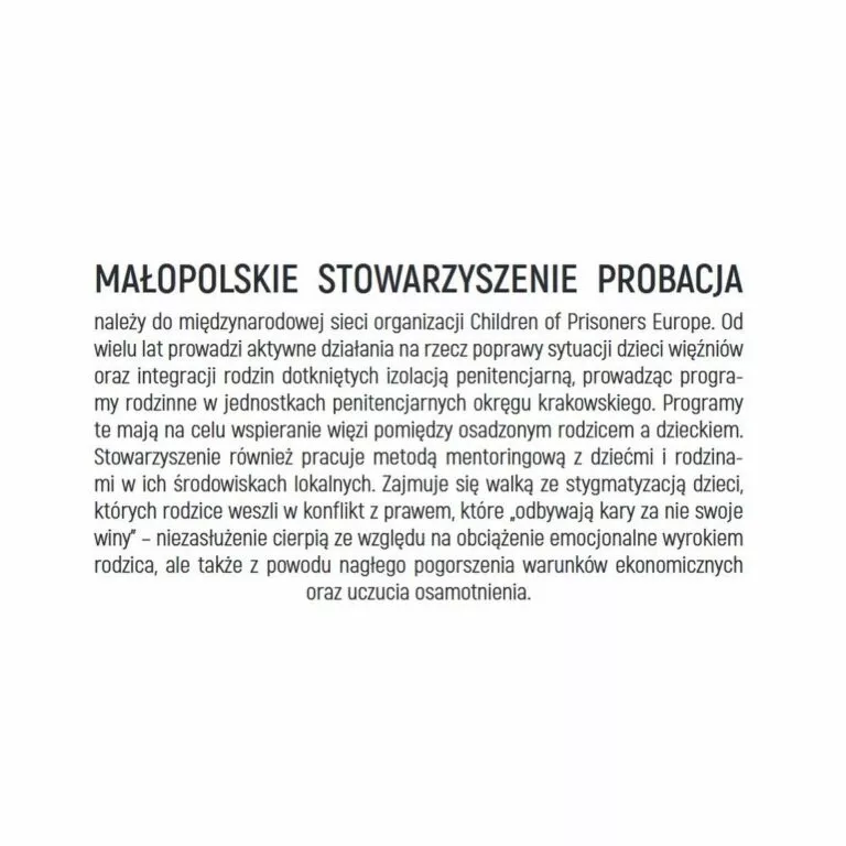 Infografika opisująca Stowarzyszenie Probacja
